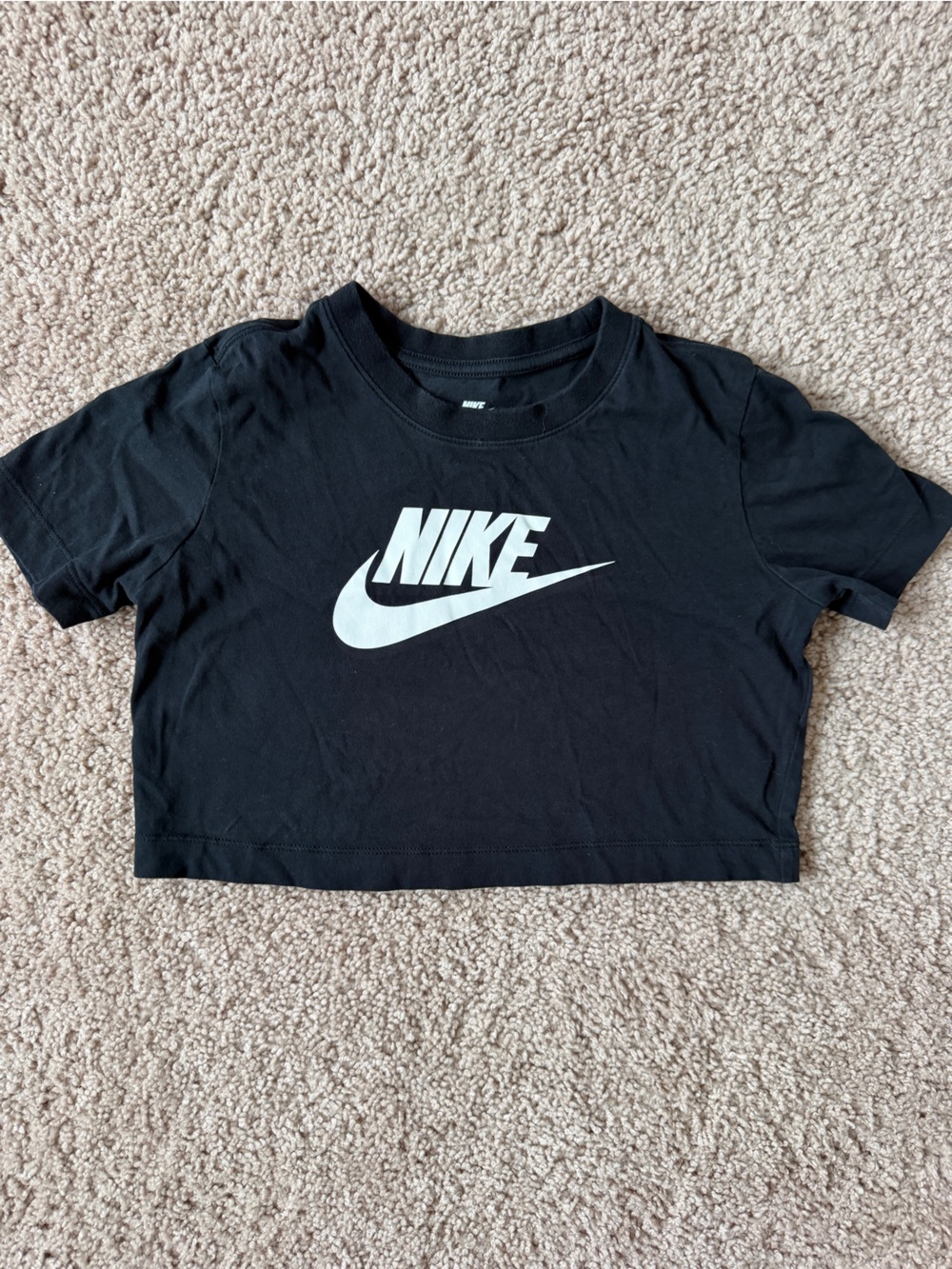 Nike Black and White Logo Kids Cropped Tee